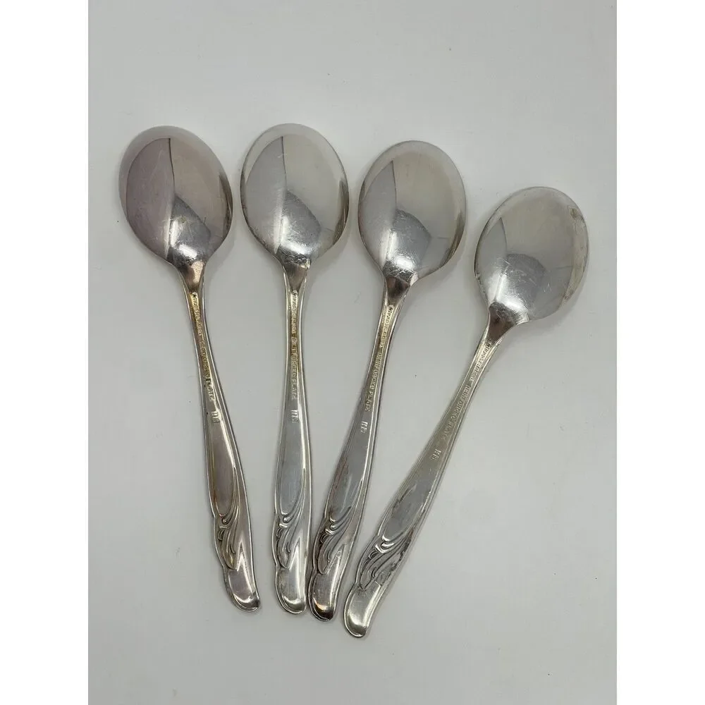 International Rogers EXQUISITE Silverplate 1957 Dinner Place Spoons 7” Set Of 4